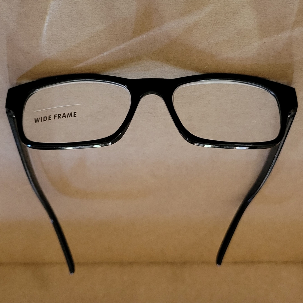 Wide Frame Solid Black Reader Glasses +3.25 Stren… - image 3